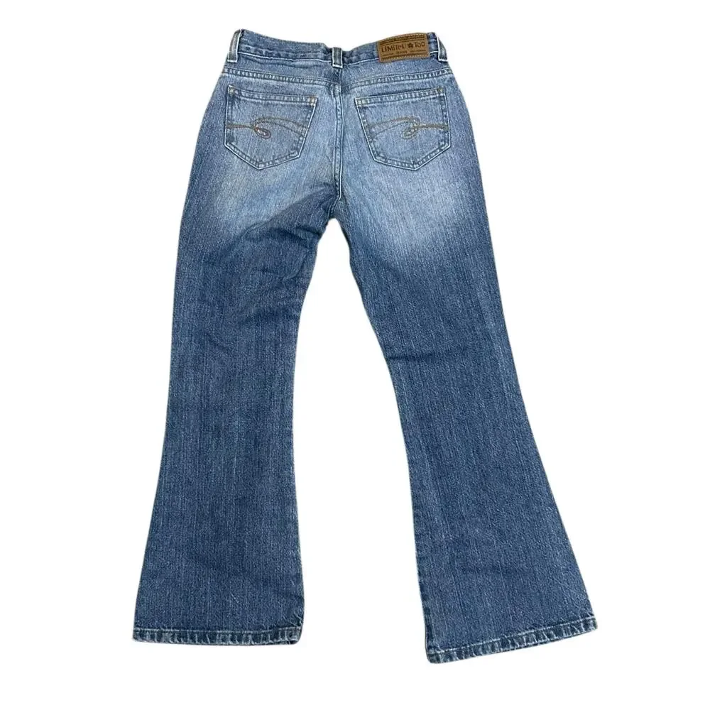 Y2K Limited Too Flare Jeans Girls Size 10 Faded Mid Rise Medium Wash Denim